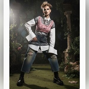 Rabanne H&M Fuzzy Pink Embellished Crop Top